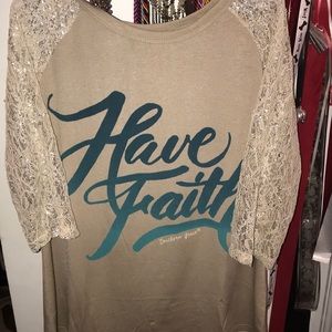 A cute Quarter length sleeve “have faith” shirt!